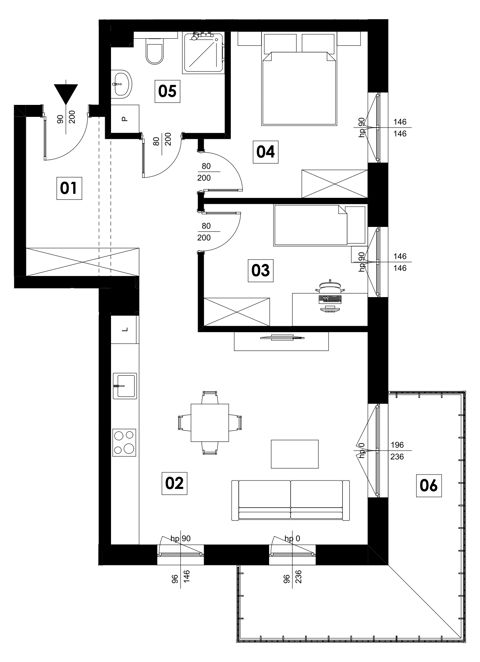 Plan 3 pok. 62m²