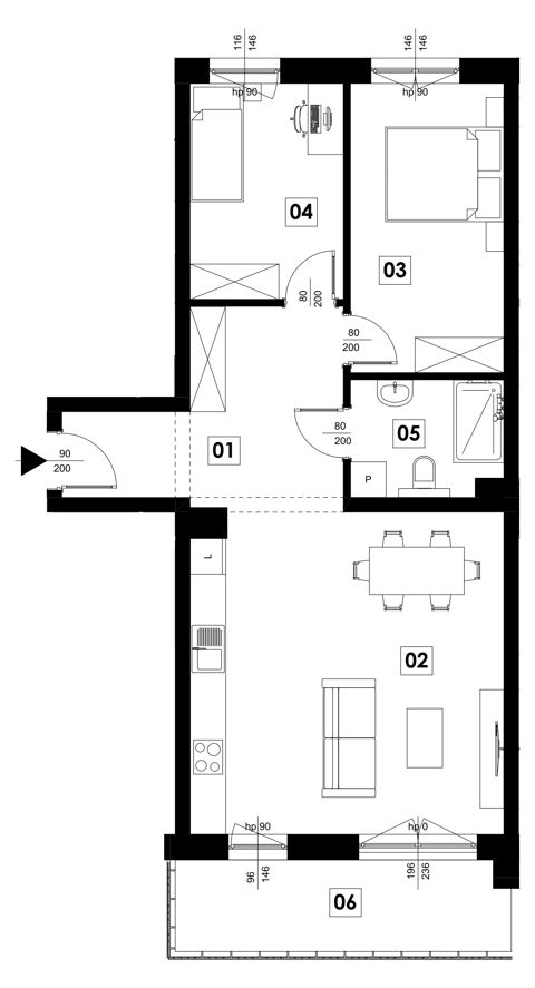Plan 3 pok. 67m²