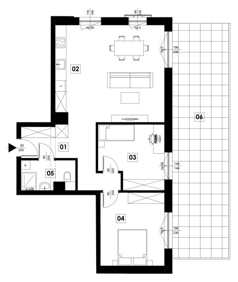 Plan 3 pok. 72m²