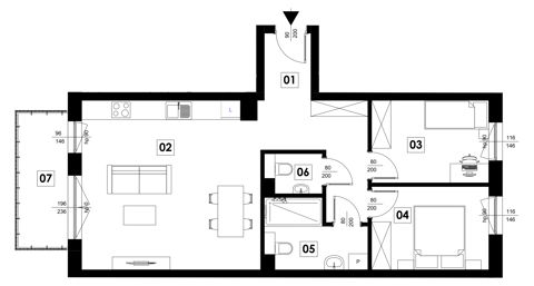 Plan 3 pok. 66m²