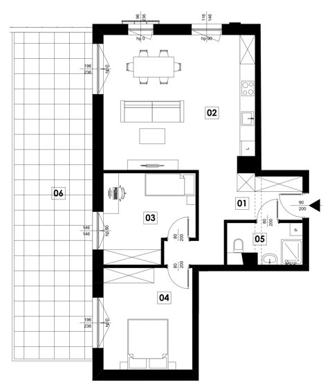 Plan 3 pok. 72m²