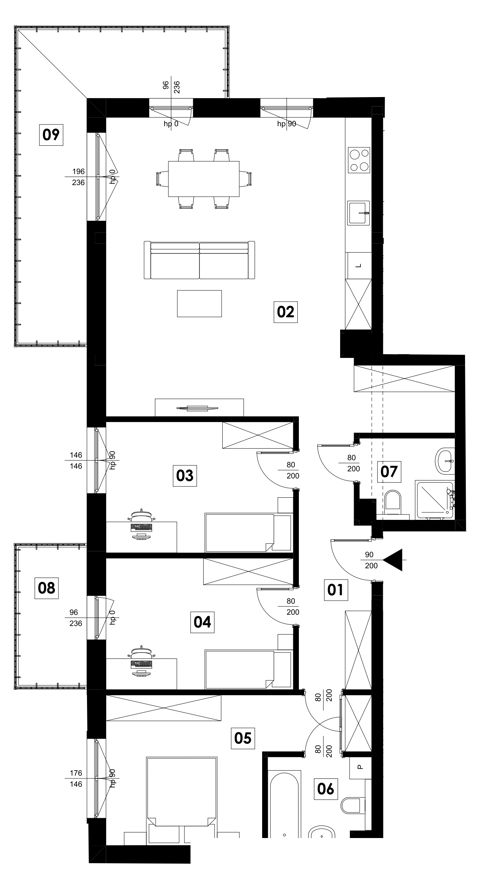 Plan 4 pok. 100m²
