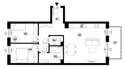 Plan 3 pok. 66m²
