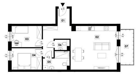Plan 3 pok. 66m²