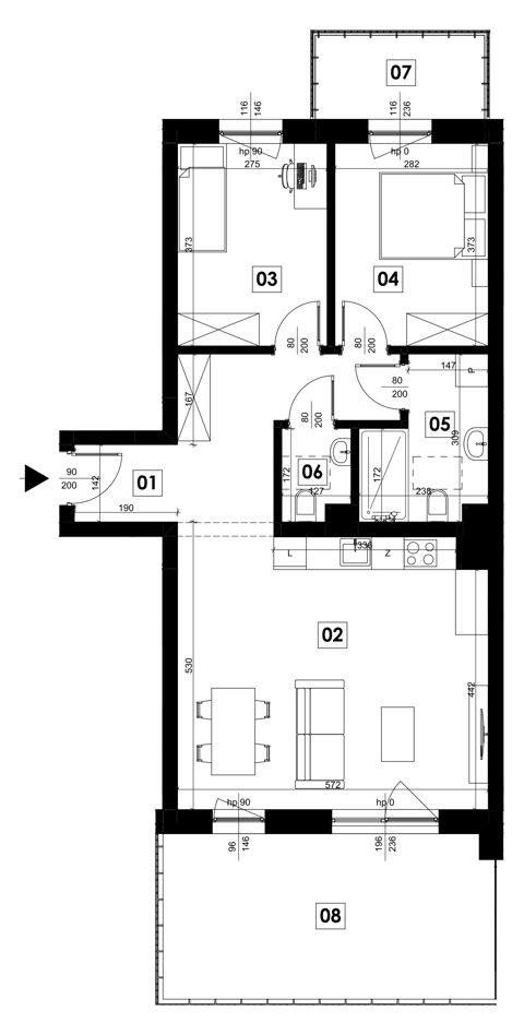 Plan 3 pok. 69m²