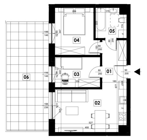 Plan 3 pok. 45m²