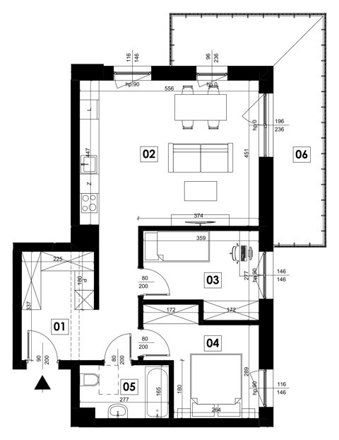 Plan 3 pok. 61m²