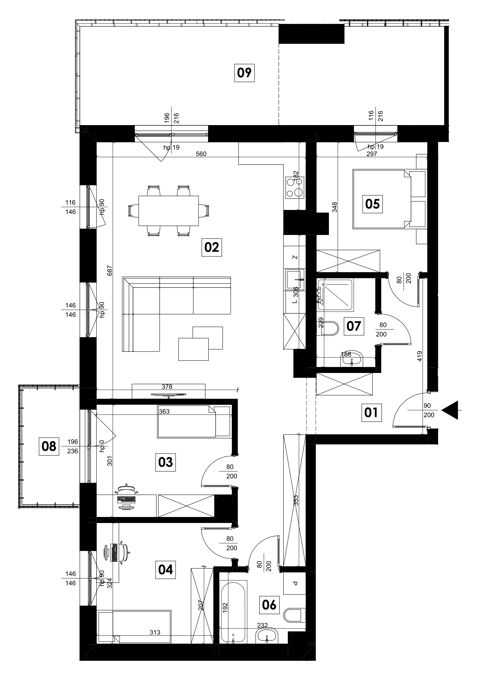Plan 4 pok. 94m²