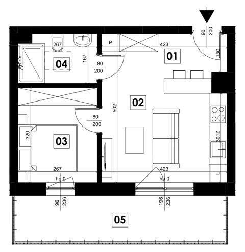 Plan 2 pok. 34m²