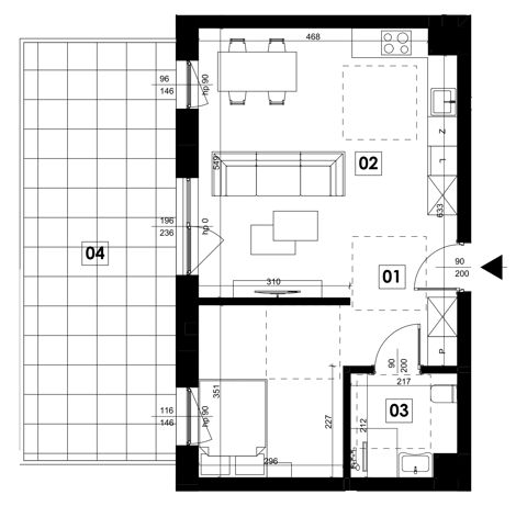 Plan 2 pok. 47m²