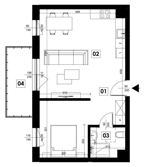 Plan 2 pok. 47m²