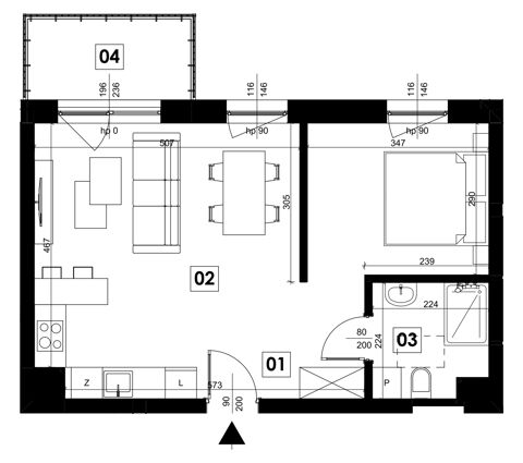 Plan 2 pok. 44m²