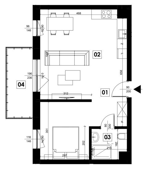 Plan 2 pok. 47m²