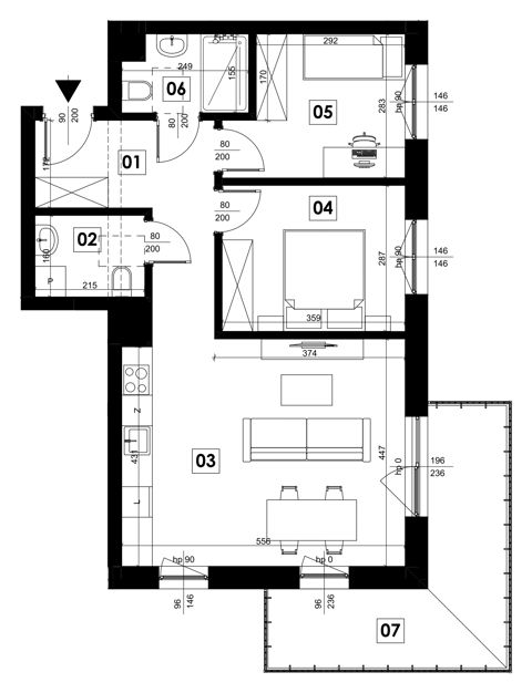 Plan 3 pok. 60m²