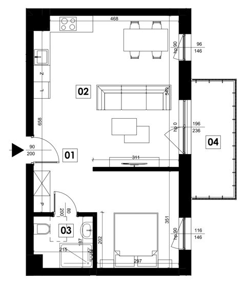 Plan 2 pok. 47m²