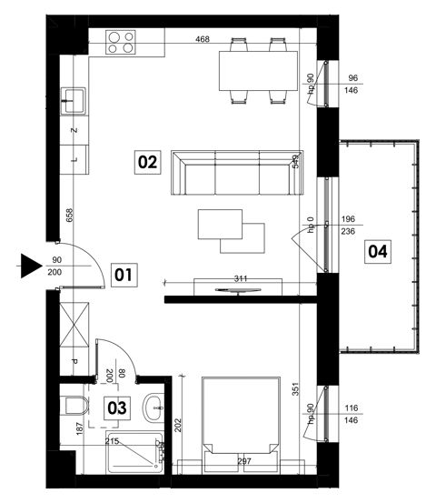 Plan 2 pok. 47m²