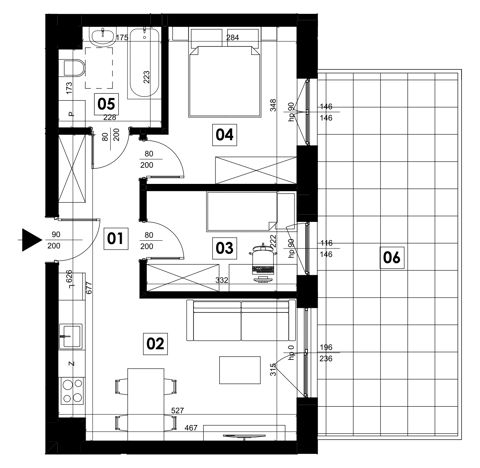 Plan 3 pok. 45m²