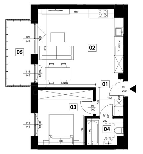 Plan 2 pok. 47m²