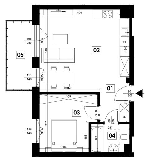 Plan 2 pok. 47m²