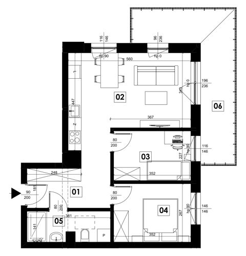 Plan 3 pok. 52m²