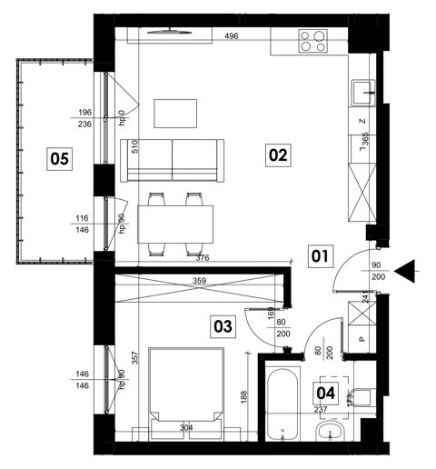 Plan 2 pok. 47m²