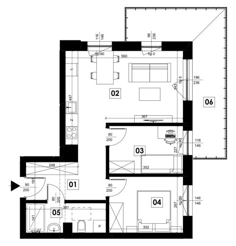 Plan 3 pok. 52m²