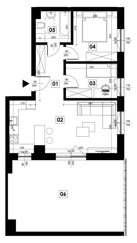 Plan 3 pok. 51m²