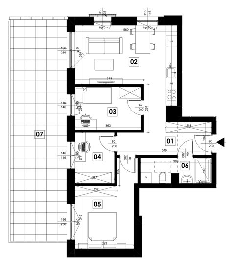 Plan 4 pok. 63m²