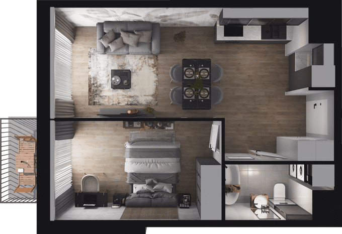 Plan 2 pok. 42m²