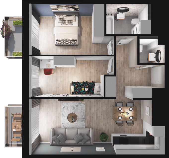 Plan 3 pok. 61m²