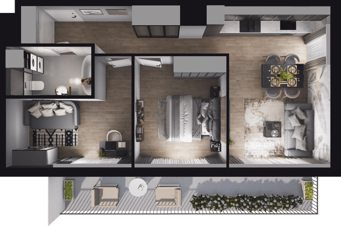 Plan 3 pok. 57m²