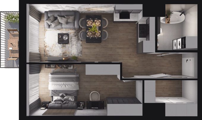 Plan 2 pok. 47m²
