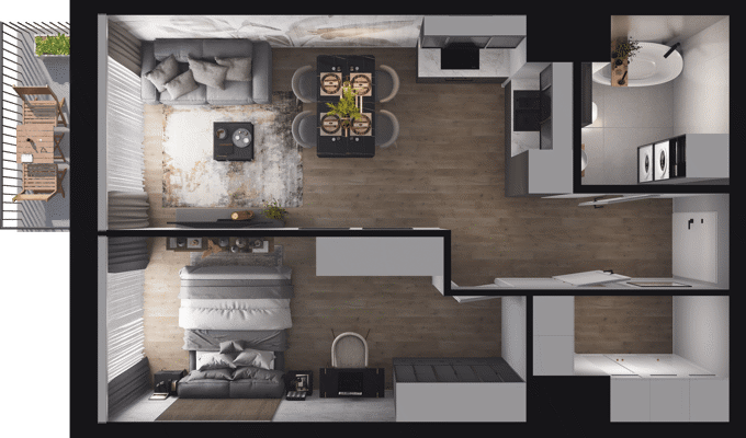 Plan 2 pok. 47m²