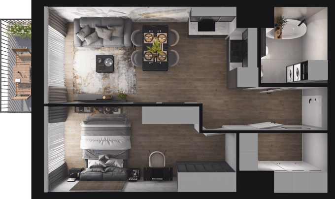 Plan 2 pok. 47m²