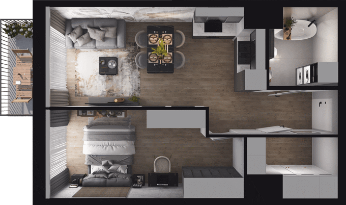 Plan 2 pok. 47m²