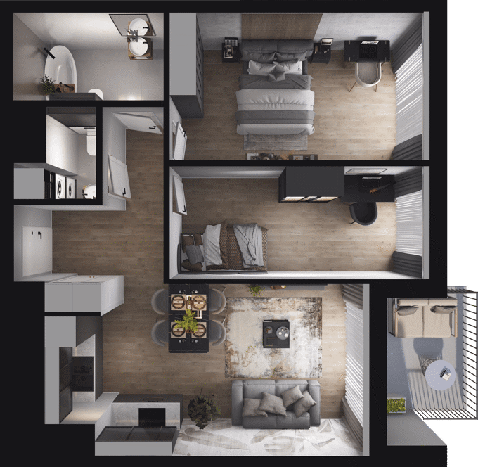 Plan 3 pok. 63m²