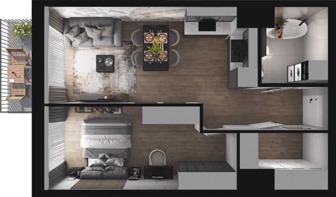 Plan 2 pok. 47m²