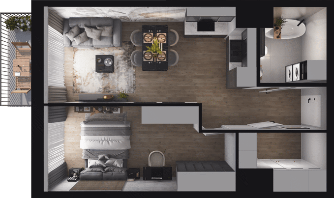 Plan 2 pok. 47m²