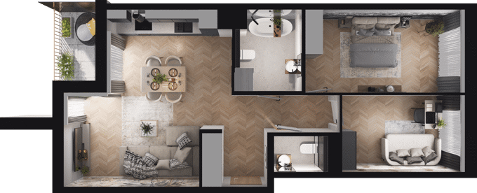 Plan 3 pok. 62m²