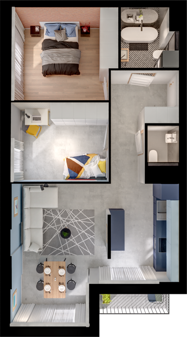 Plan 3 pok. 63m²
