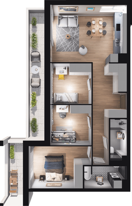 Plan 4 pok. 80m²