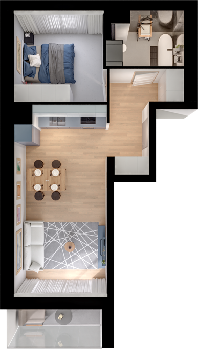 Plan 2 pok. 43m²