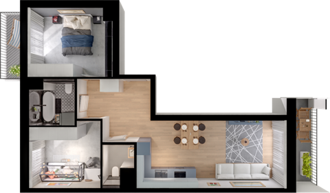 Plan 3 pok. 59m²