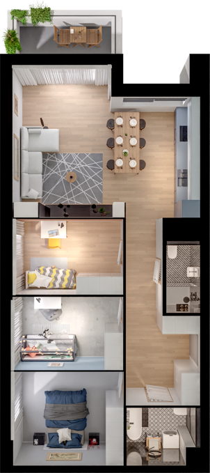 Plan 4 pok. 80m²