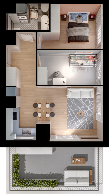 Plan 3 pok. 52m²