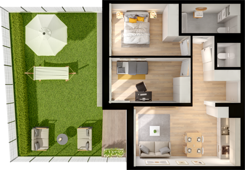Plan 3 pok. 56m²