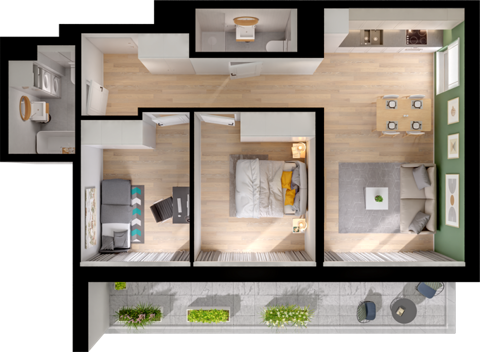 Plan 3 pok. 58m²