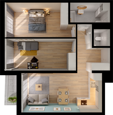 Plan 3 pok. 66m²