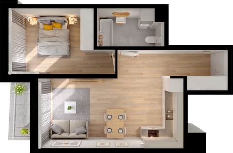 Plan 2 pok. 46m²