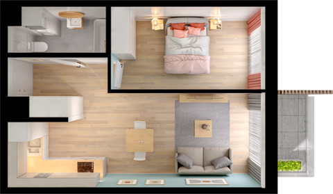 Plan 2 pok. 42m²
